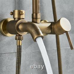 Antique Brass Shower Faucet Taps Set Rainfall Bathtub Shower System Mixer Tap UK