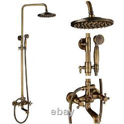 Antique Brass Shower Taps 20cm Rainfall Shower System Set Bathtub Mixer Tap UK