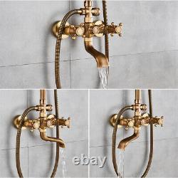 Antique Brass Shower Taps 20cm Rainfall Shower System Set Bathtub Mixer Tap UK