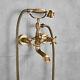 Antique Brass Vintage Clawfoot Bath Tub Faucet With Handshower Wall Mounted