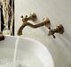 Antique Brass Wall Mounted Bathroom Basin Sink Faucet Bath Tub Mixer Tap Ktf050