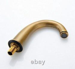 Antique Brass Widespread Roman Bath Tub Faucet Hand Spray Shower Tap Set 2tf036