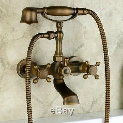 Antique Bronze Wall Mounted Bath Tub Faucet Mixer Taps Handheld Shower Head