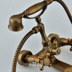 Antique Bronze Wall Mounted Bath Tub Faucet Mixer Taps Handheld Shower Head