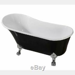 Antique Clawfoot Bathtub Black 63 Freestanding Acrylic Slipper Soaking Tub cUPC