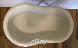 Antique French Enamelware Porcelain Baby Bath Tub with Stand and Lid