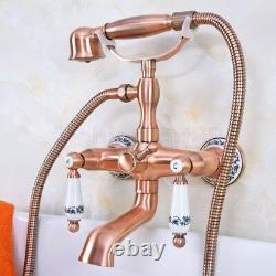 Antique Red Copper Bath Claw foot Tub Faucet / Filler With Hand Shower fna331