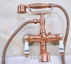 Antique Red Copper Bath Claw foot Tub Faucet / Filler With Hand Shower fna331