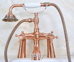Antique Red Copper Bathroom Tub Filler Faucet Hand Shower Mixer Tap Set 2na160