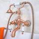 Antique Red Copper Wall Mount Clawfoot Bath Tub Faucet Tap With Handheld Shower