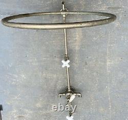 Antique Shower Head Ring Faucet Valve Mixer Nickel Brass Vtg Bathtub