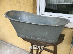 Antique Vintage Galvanized Kid Cowboy Bathtub Metal Tin Old West Wash Tub Bath
