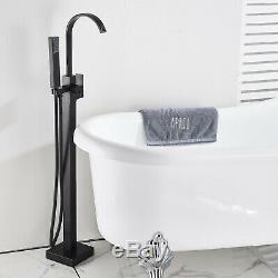 Artiqua Freestanding Bathtub Faucet Tub Filler Black Floor Mount Hand Shower 1