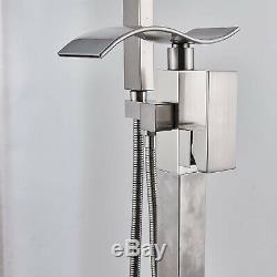 Artiqua Freestanding Tub Filler Bath Faucet Brushed Nickel With Handheld Shower