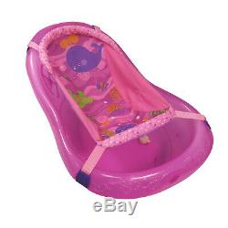 Baby Bath Time Splash&Play Pink Bath Tub With Support Sling & FREE Rinser+Bottle