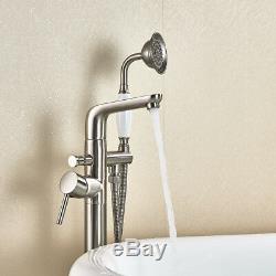 Bath Floor Stand Mounted Bathtub Faucet Mixer Tap Hand Shower Tub Filler Faucet
