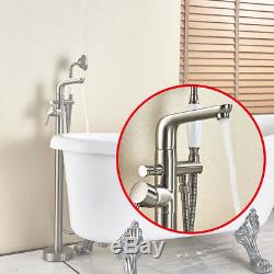 Bath Floor Stand Mounted Bathtub Faucet Mixer Tap Hand Shower Tub Filler Faucet