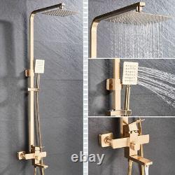 Bath Shower Mixer Faucet Rotate Tub Spout Wall Mount Rainfall Showers System Set