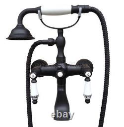 Bath Wall Mounted Oil Rubbed Bronze Clawfoot Tub Faucet With Hand Shower etf601