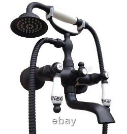 Bath Wall Mounted Oil Rubbed Bronze Clawfoot Tub Faucet With Hand Shower etf601