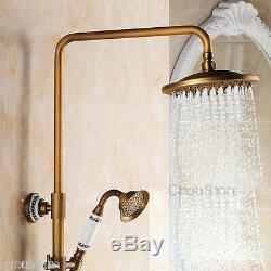 Bathroom 8 Rain Shower Faucet Tap Antique Shower Mixer Valve Set With Tub Spout