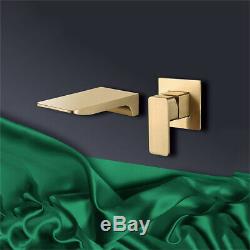 Bathroom Brass Wall Mounted Waterfall Sink Bathtub Faucet Bath Basin Mixer Taps