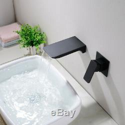Bathroom Brass Wall Mounted Waterfall Sink Bathtub Faucet Bath Basin Mixer Taps
