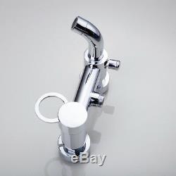 Bathroom Chrome 8 Round Shower Faucet Set Wall Mounted Mixer Tap WithTub Spout