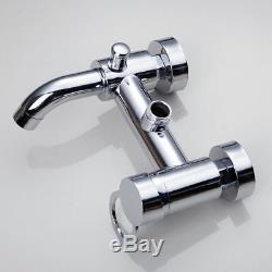 Bathroom Chrome 8 Round Shower Faucet Set Wall Mounted Mixer Tap WithTub Spout
