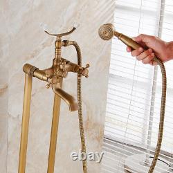 Bathroom Floor Stand Mounted Bathtub Tap Free Standing Bath Shower Mixer Faucet