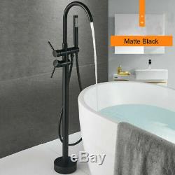 Bathroom Freestanding Bath Tub Shower Mixer Tap Shower Kit Filler Faucet Black