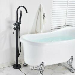 Bathroom Freestanding Bath Tub Shower Mixer Tap Shower Kit Filler Faucet Black