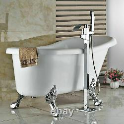 Bathroom Freestanding Floormounted Chrome Bath Tub Shower Mixer Tap Filler Brass