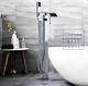 Bathroom Freestanding Mono Bath Tub Filler Shower Mixer Tap Hand Shower Chrome
