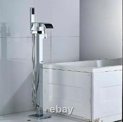 Bathroom Freestanding Mono Bath Tub Filler Shower Mixer Tap Hand SHower Chrome