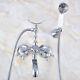 Bathroom Polished Chrome Wall Mounted Bath Tub Clawfoot Faucet Withhandheld Shower
