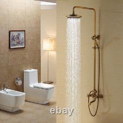 Bathroom Shower Faucet Set Antique Brass Rainfall Head&Handheld Shower Mixer Tap