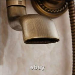 Bathroom Shower Faucet Set Antique Brass Rainfall Head&Handheld Shower Mixer Tap