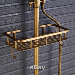 Bathtub Bathroom Rain Shower Faucet Set Stacks Handheld Mixer Tap Antique Brass