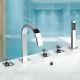 Bathtub Chrome 5 Pcs 3 Handles Waterfall Mixer Hand Spray Faucet Deck Mount Taps