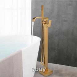 Bathtub Faucet Floor Mounted Brushed Gold Free Standing Mixer Tub Tap