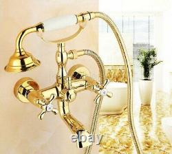 Bathtub Faucet Wall Mounted Clawfoot Bath Tub Faucet Two Handle with Handshower