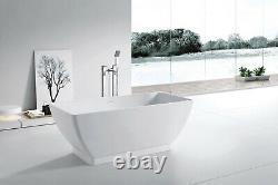 Bathtub Freestanding Solid Surface Bathtub Modern Soaking Tub Chazilly 64