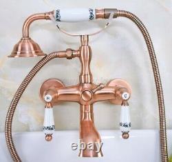 Bathtub Mixer Antique Red Copper Bathroom Clawfoot Tub Faucet Hand Shower Tap