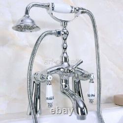 Bathtub Mixer Chrome Brass Bathroom Clawfoot Bath Tub Faucet Hand Shower Tap