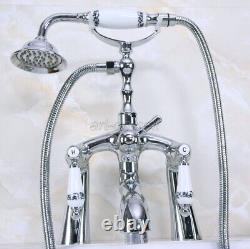 Bathtub Mixer Chrome Brass Bathroom Clawfoot Bath Tub Faucet Hand Shower Tap