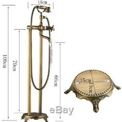 Bathtub Mixer Tap Faucet Antique Brass Floor Mounted Free Standing WithHand Shower