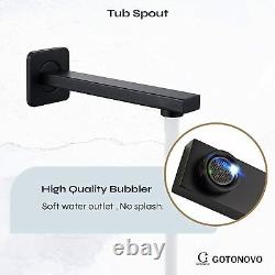 Bathtub Shower Faucet System Set LED Shower Head Combo Tub Spout Mixer Valve