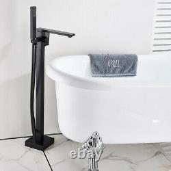 Black Bath Tub Mixer Taps With Hand Shower Bathroom Freestanding Bath Taps Set