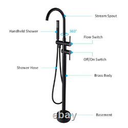 Black Bathtub Taps Free Standing with 2 Handle Handheld Shower Bath Filler Mixer